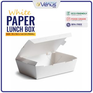 Disposable White Paper Lunch Box M Size